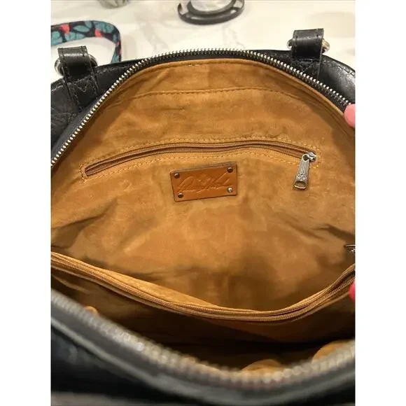 Patricia‎ Nash Macellara Oval Satchel Heritage black Leather Shoulder bag Purse - Picture 13 of 16